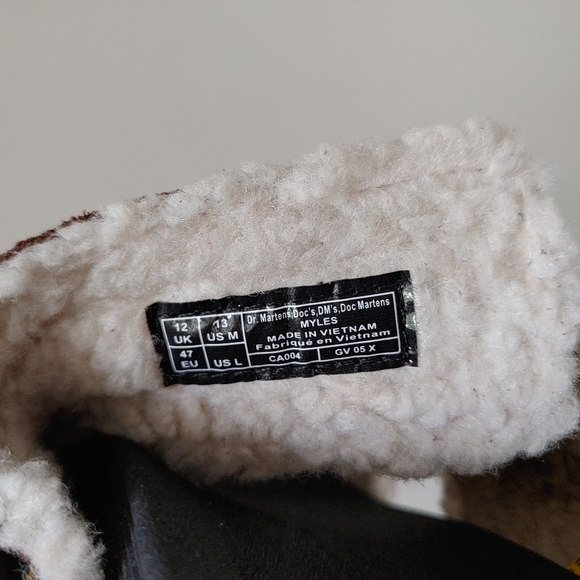 NEW Dr. Martens Myles Suede Fur-lined Buckle Slide Sandals Dark Brown Size 13 - Picture 12 of 16